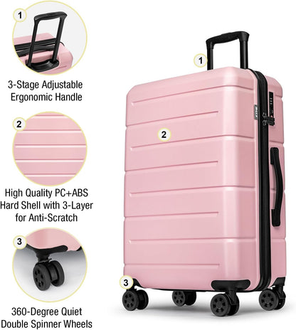 Carry On Luggage 22x14x9 Airline Approved Hardshell Carry On Suitcases with Wheels Travel Rolling 20 Inch Luggage with Cup Holder for Men Women,Carry-on Green