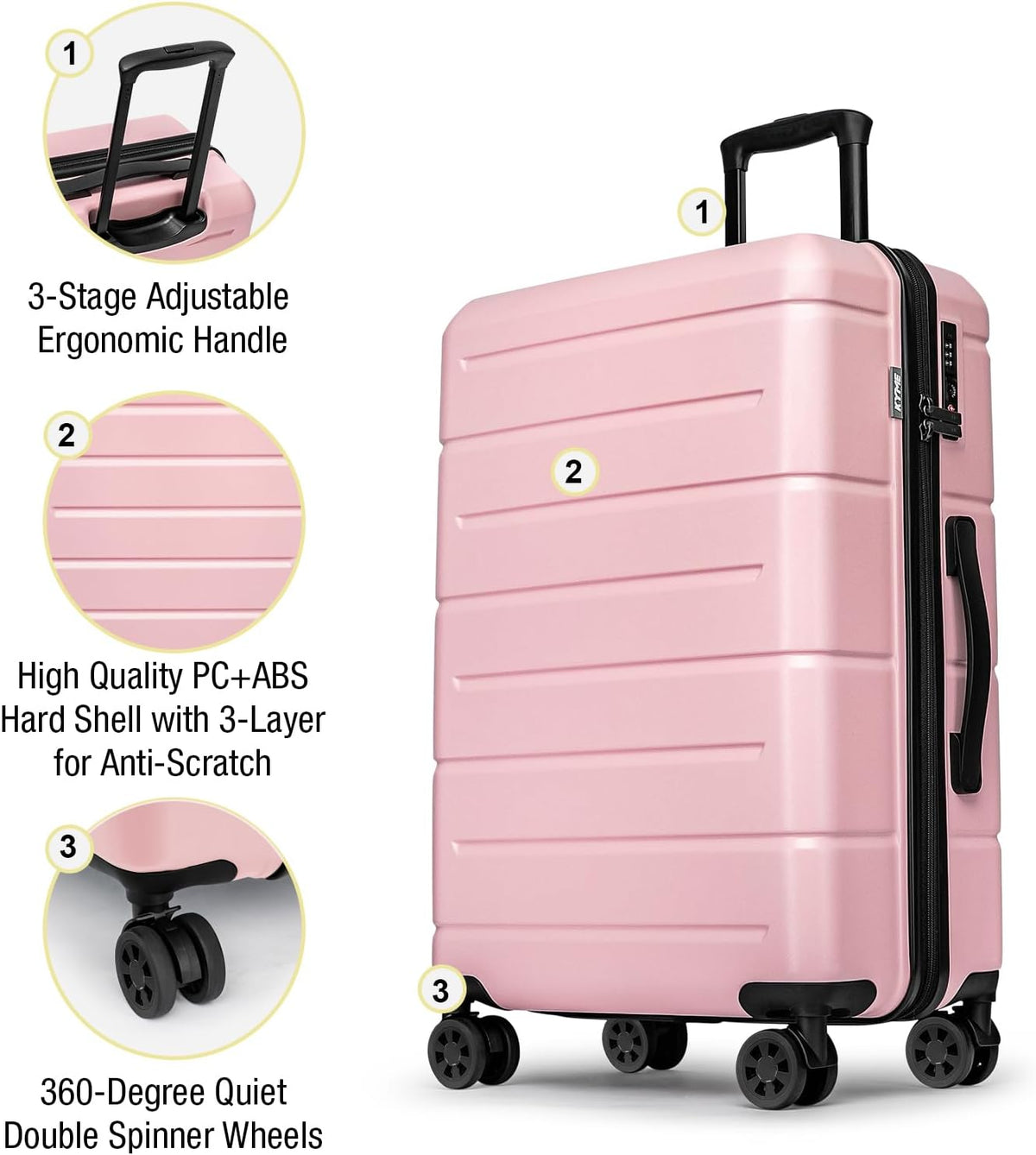 Carry On Luggage 22x14x9 Airline Approved Hardshell Carry On Suitcases with Wheels Travel Rolling 20 Inch Luggage with Cup Holder for Men Women,Carry-on Green