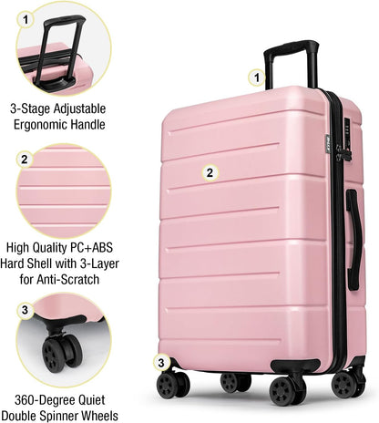 Carry On Luggage 22x14x9 Airline Approved Hardshell Carry On Suitcases with Wheels Travel Rolling 20 Inch Luggage with Cup Holder for Men Women,Carry-on Green
