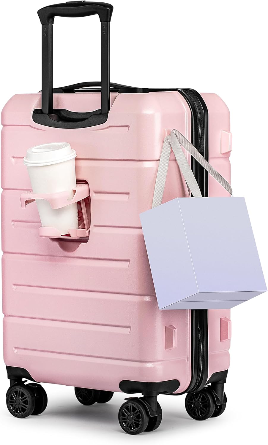Carry On Luggage 22x14x9 Airline Approved Hardshell Carry On Suitcases with Wheels Travel Rolling 20 Inch Luggage with Cup Holder for Men Women,Carry-on Green