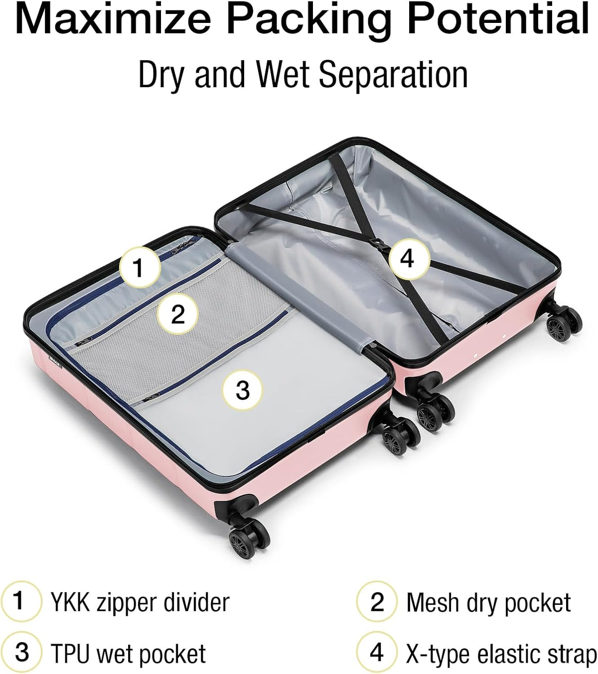 Carry On Luggage 22x14x9 Airline Approved Hardshell Carry On Suitcases with Wheels Travel Rolling 20 Inch Luggage with Cup Holder for Men Women,Carry-on Green