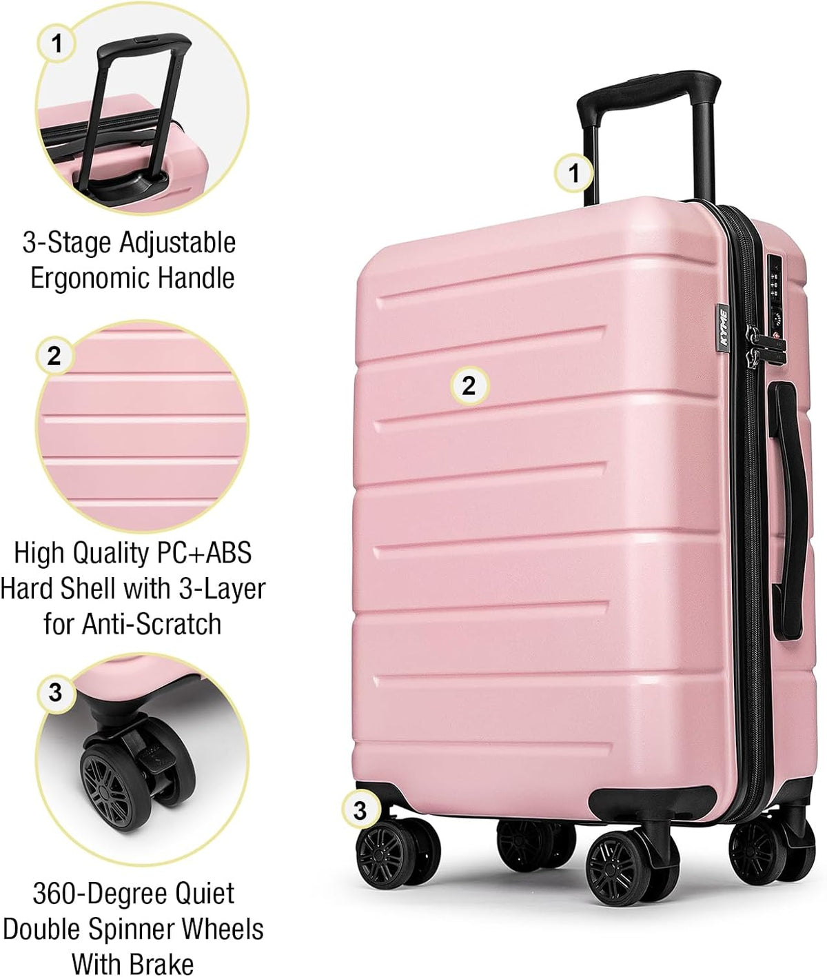 Carry On Luggage 22x14x9 Airline Approved Hardshell Carry On Suitcases with Wheels Travel Rolling 20 Inch Luggage with Cup Holder for Men Women,Carry-on Green