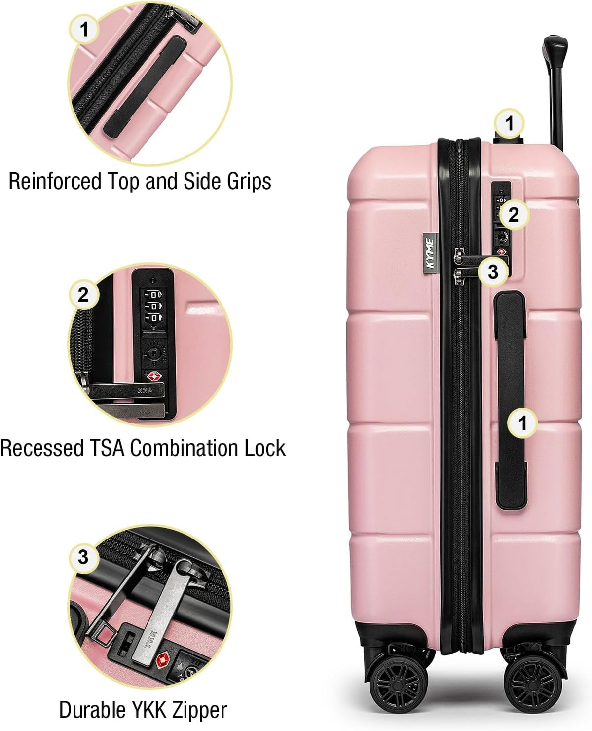 Carry On Luggage 22x14x9 Airline Approved Hardshell Carry On Suitcases with Wheels Travel Rolling 20 Inch Luggage with Cup Holder for Men Women,Carry-on Green