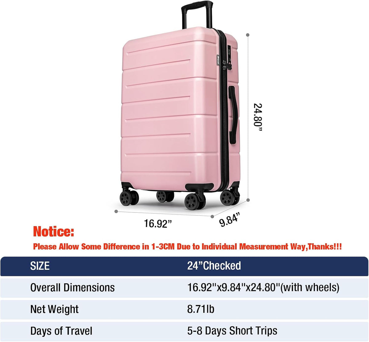 Carry On Luggage 22x14x9 Airline Approved Hardshell Carry On Suitcases with Wheels Travel Rolling 20 Inch Luggage with Cup Holder for Men Women,Carry-on Green