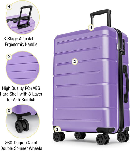 Carry On Luggage 22x14x9 Airline Approved Hardshell Carry On Suitcases with Wheels Travel Rolling 20 Inch Luggage with Cup Holder for Men Women,Carry-on Green