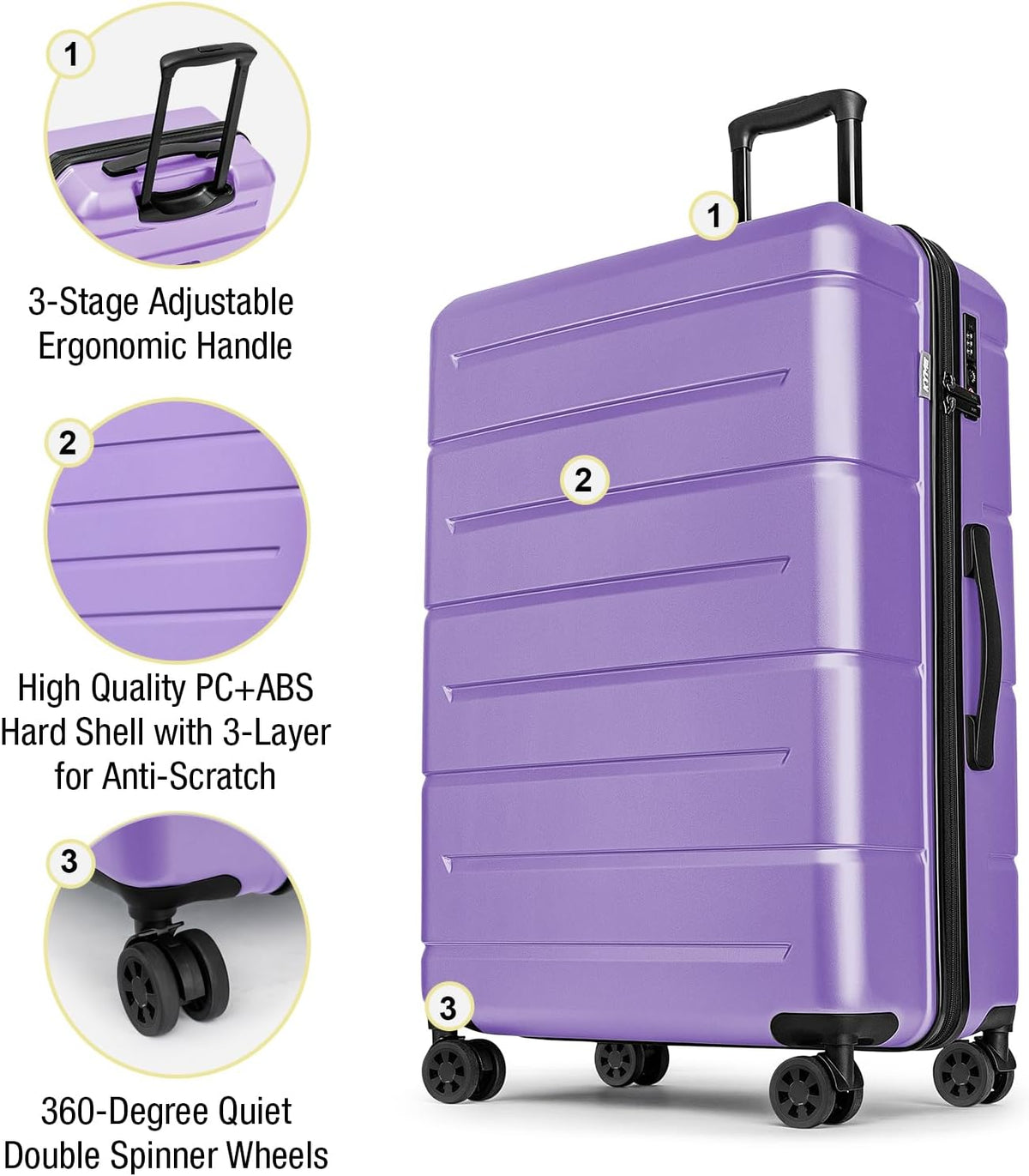 Carry On Luggage 22x14x9 Airline Approved Hardshell Carry On Suitcases with Wheels Travel Rolling 20 Inch Luggage with Cup Holder for Men Women,Carry-on Green