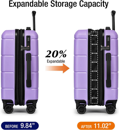 Carry On Luggage 22x14x9 Airline Approved Hardshell Carry On Suitcases with Wheels Travel Rolling 20 Inch Luggage with Cup Holder for Men Women,Carry-on Green