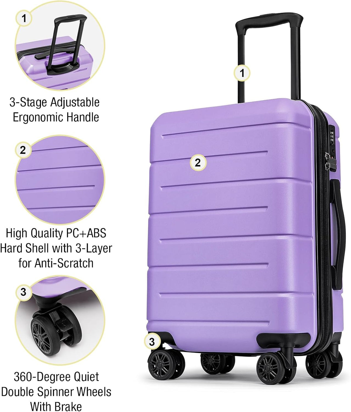 Carry On Luggage 22x14x9 Airline Approved Hardshell Carry On Suitcases with Wheels Travel Rolling 20 Inch Luggage with Cup Holder for Men Women,Carry-on Green