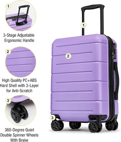 Carry On Luggage 22x14x9 Airline Approved Hardshell Carry On Suitcases with Wheels Travel Rolling 20 Inch Luggage with Cup Holder for Men Women,Carry-on Green