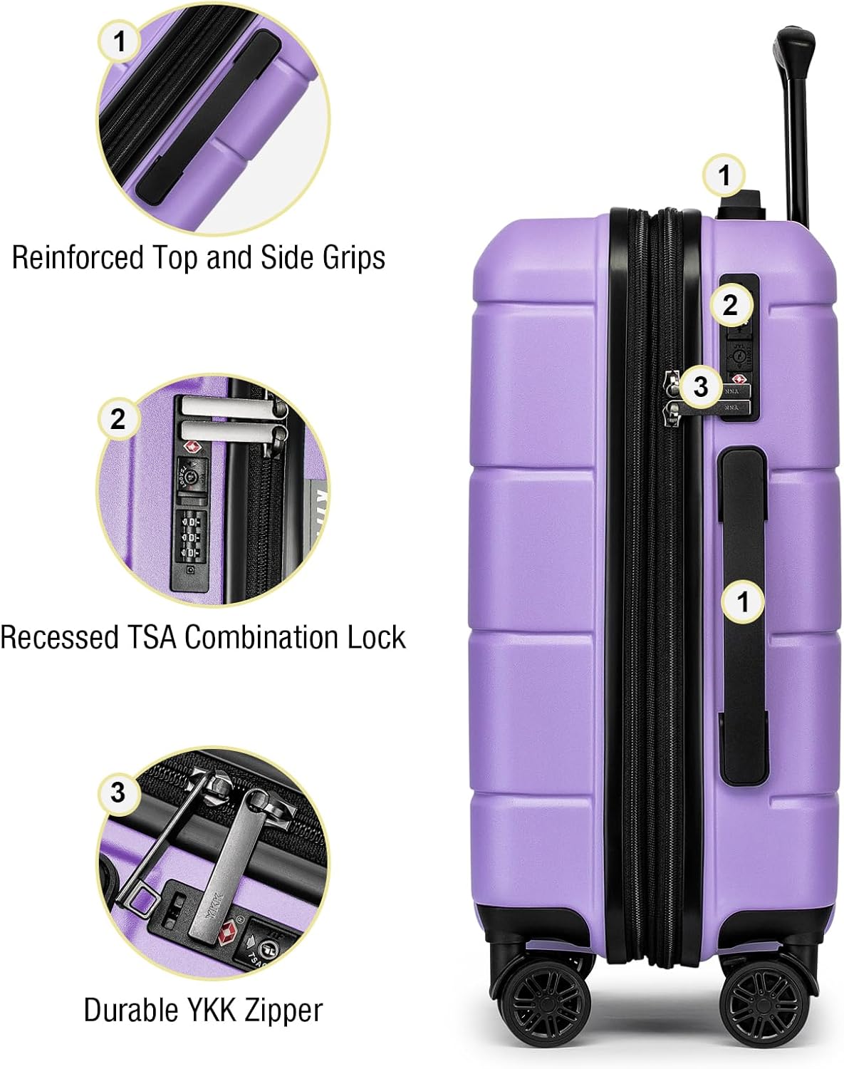 Carry On Luggage 22x14x9 Airline Approved Hardshell Carry On Suitcases with Wheels Travel Rolling 20 Inch Luggage with Cup Holder for Men Women,Carry-on Green