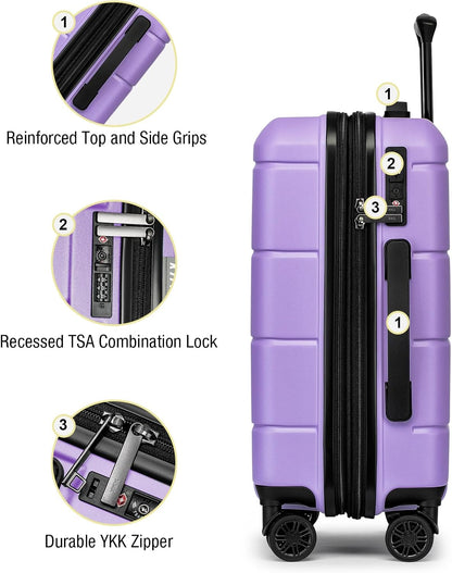 Carry On Luggage 22x14x9 Airline Approved Hardshell Carry On Suitcases with Wheels Travel Rolling 20 Inch Luggage with Cup Holder for Men Women,Carry-on Green
