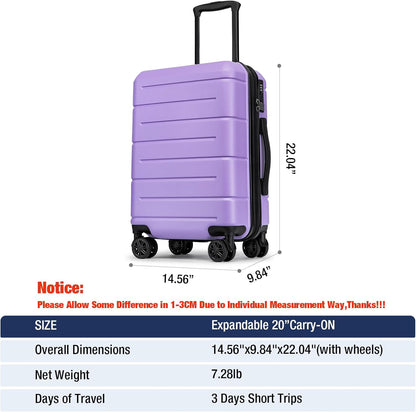 Carry On Luggage 22x14x9 Airline Approved Hardshell Carry On Suitcases with Wheels Travel Rolling 20 Inch Luggage with Cup Holder for Men Women,Carry-on Green