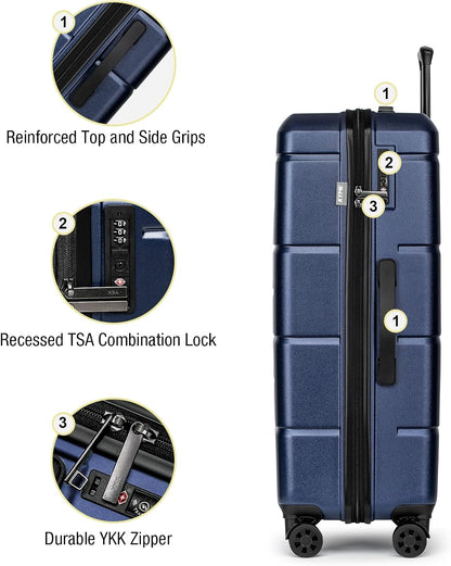 Carry On Luggage 22x14x9 Airline Approved Hardshell Carry On Suitcases with Wheels Travel Rolling 20 Inch Luggage with Cup Holder for Men Women,Carry-on Green