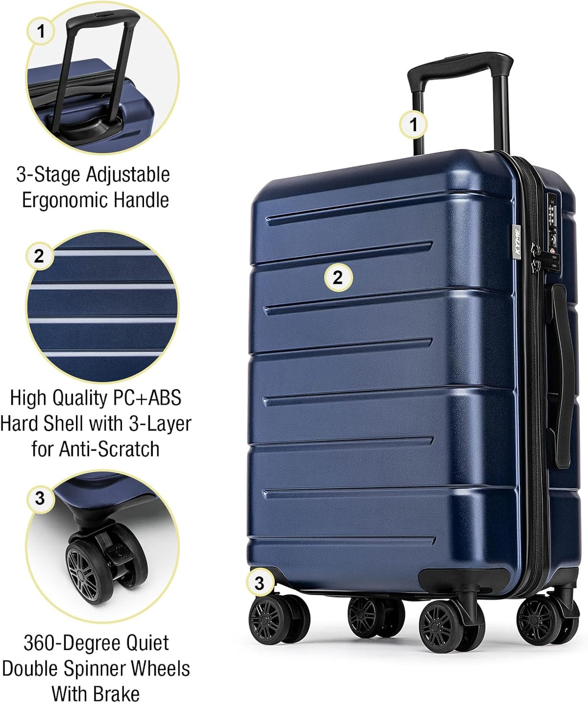 Carry On Luggage 22x14x9 Airline Approved Hardshell Carry On Suitcases with Wheels Travel Rolling 20 Inch Luggage with Cup Holder for Men Women,Carry-on Green