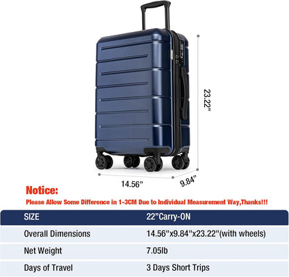 Carry On Luggage 22x14x9 Airline Approved Hardshell Carry On Suitcases with Wheels Travel Rolling 20 Inch Luggage with Cup Holder for Men Women,Carry-on Green
