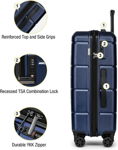 Carry On Luggage 22x14x9 Airline Approved Hardshell Carry On Suitcases with Wheels Travel Rolling 20 Inch Luggage with Cup Holder for Men Women,Carry-on Green