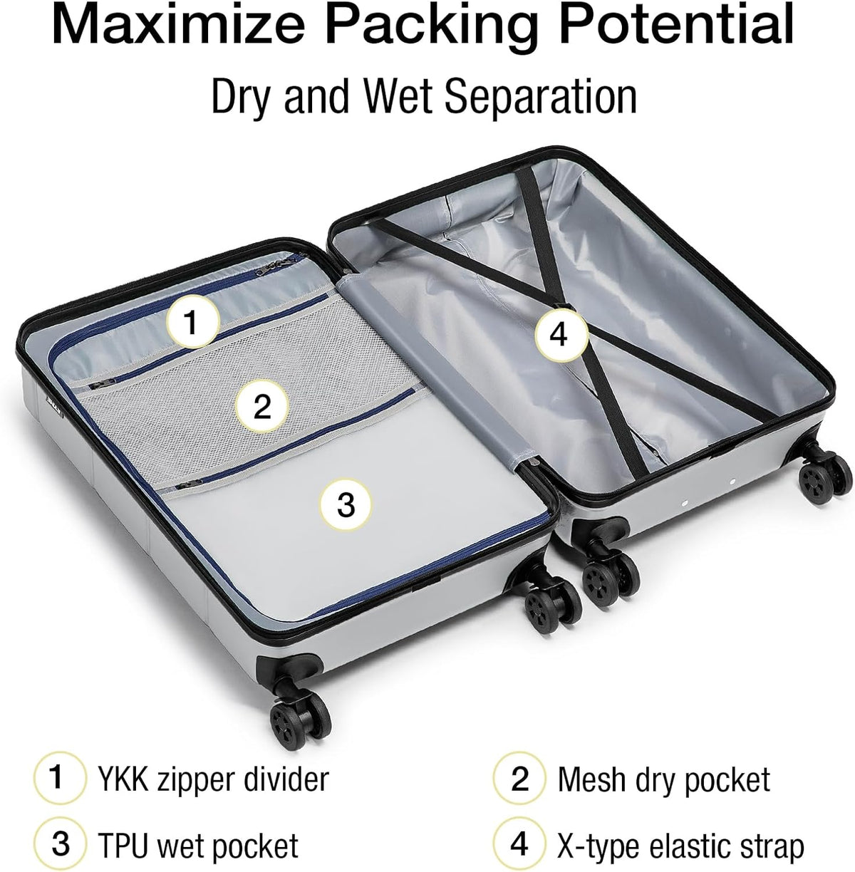 Carry On Luggage 22x14x9 Airline Approved Hardshell Carry On Suitcases with Wheels Travel Rolling 20 Inch Luggage with Cup Holder for Men Women,Carry-on Green