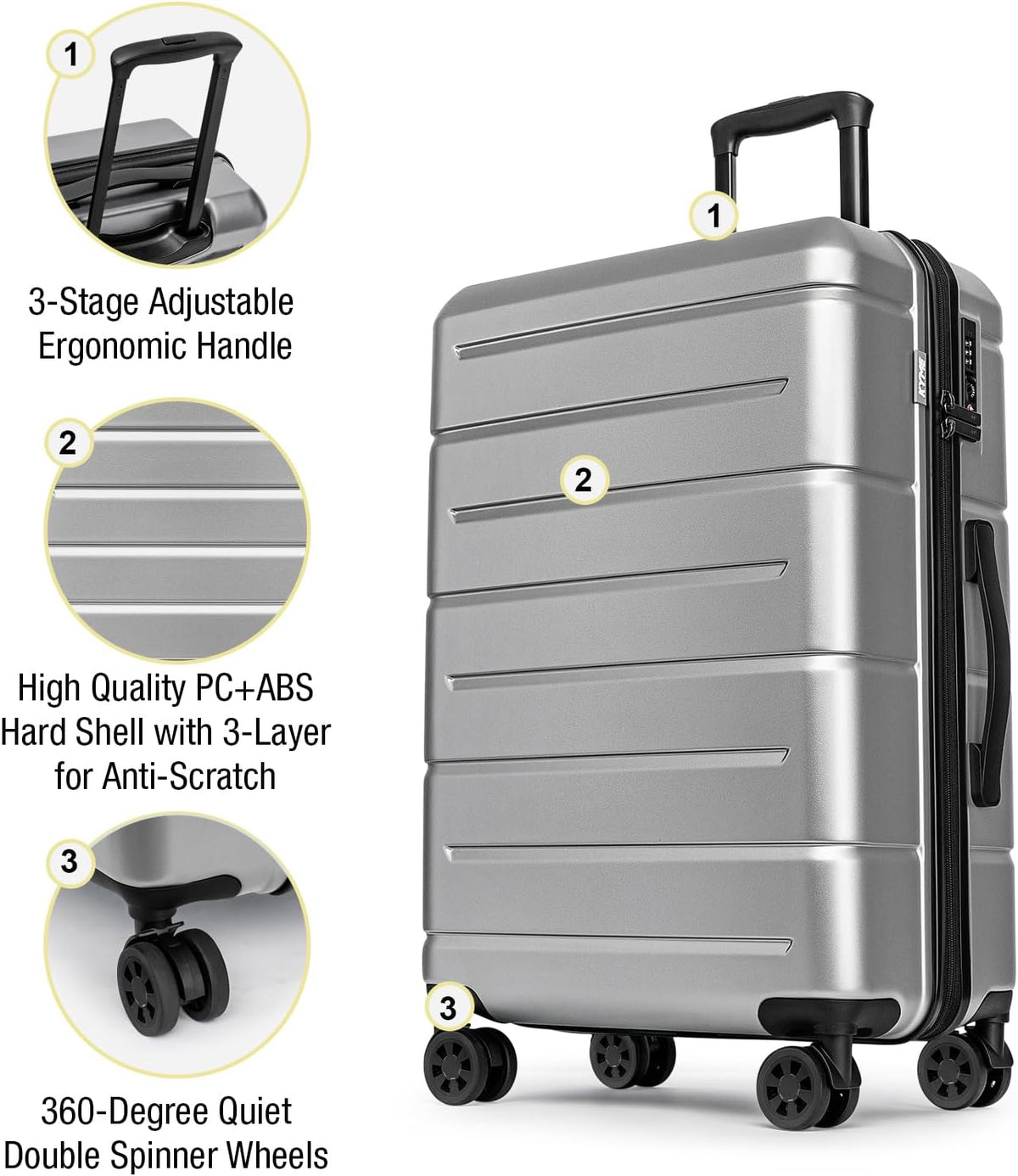 Carry On Luggage 22x14x9 Airline Approved Hardshell Carry On Suitcases with Wheels Travel Rolling 20 Inch Luggage with Cup Holder for Men Women,Carry-on Green