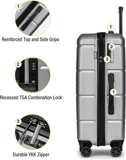 Carry On Luggage 22x14x9 Airline Approved Hardshell Carry On Suitcases with Wheels Travel Rolling 20 Inch Luggage with Cup Holder for Men Women,Carry-on Green