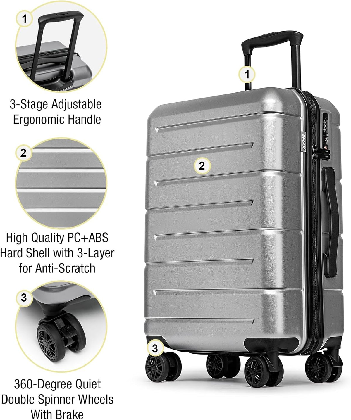 Carry On Luggage 22x14x9 Airline Approved Hardshell Carry On Suitcases with Wheels Travel Rolling 20 Inch Luggage with Cup Holder for Men Women,Carry-on Green