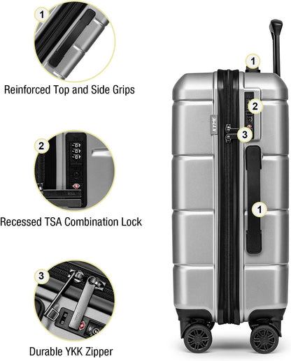Carry On Luggage 22x14x9 Airline Approved Hardshell Carry On Suitcases with Wheels Travel Rolling 20 Inch Luggage with Cup Holder for Men Women,Carry-on Green