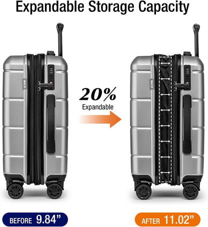 Carry On Luggage 22x14x9 Airline Approved Hardshell Carry On Suitcases with Wheels Travel Rolling 20 Inch Luggage with Cup Holder for Men Women,Carry-on Green