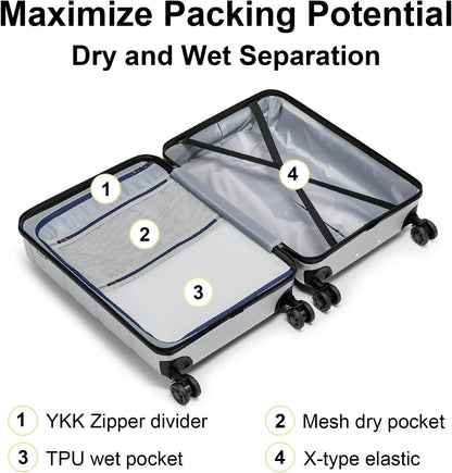 Carry On Luggage 22x14x9 Airline Approved Hardshell Carry On Suitcases with Wheels Travel Rolling 20 Inch Luggage with Cup Holder for Men Women,Carry-on Green