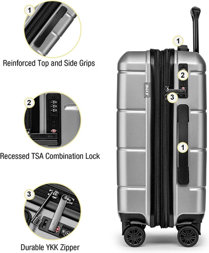 Carry On Luggage 22x14x9 Airline Approved Hardshell Carry On Suitcases with Wheels Travel Rolling 20 Inch Luggage with Cup Holder for Men Women,Carry-on Green