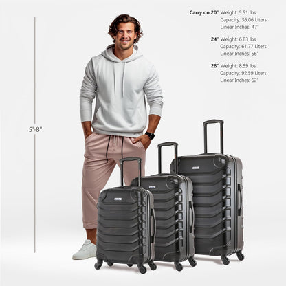 ENDURANCE Luggage with Spinner Wheels | Durable Lightweight Hardshell Suitcase, Spacious Travel Bag with Handle and Trolley | 20-Inch Carry On Small Luggage | Black