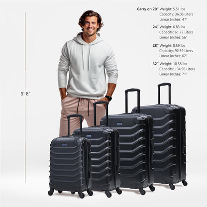 ENDURANCE Luggage with Spinner Wheels | Durable Lightweight Hardshell Suitcase, Spacious Travel Bag with Handle and Trolley | 20-Inch Carry On Small Luggage | Black