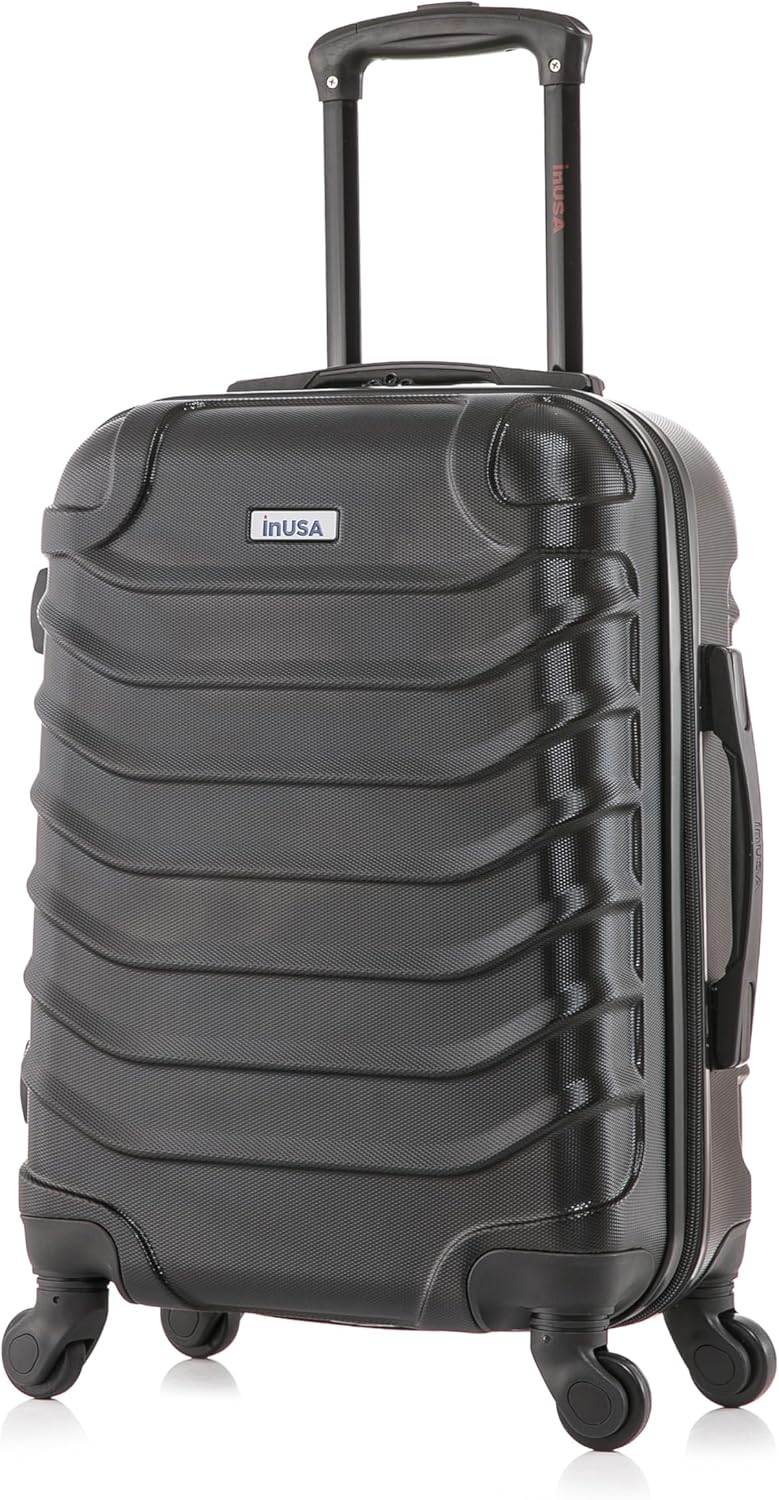 ENDURANCE Luggage with Spinner Wheels | Durable Lightweight Hardshell Suitcase, Spacious Travel Bag with Handle and Trolley | 20-Inch Carry On Small Luggage | Black