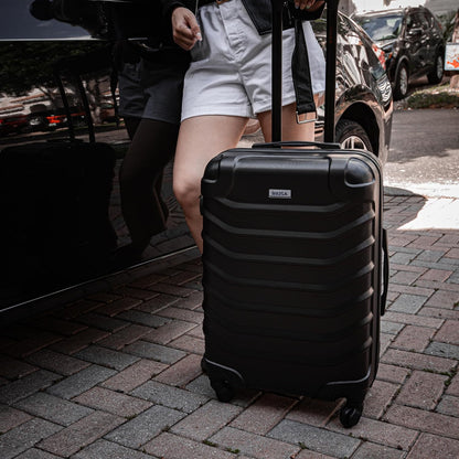 ENDURANCE Luggage with Spinner Wheels | Durable Lightweight Hardshell Suitcase, Spacious Travel Bag with Handle and Trolley | 20-Inch Carry On Small Luggage | Black