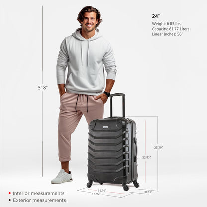 ENDURANCE Luggage with Spinner Wheels | Durable Lightweight Hardshell Suitcase, Spacious Travel Bag with Handle and Trolley | 20-Inch Carry On Small Luggage | Black