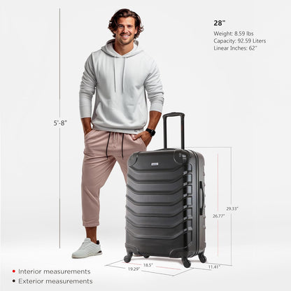 ENDURANCE Luggage with Spinner Wheels | Durable Lightweight Hardshell Suitcase, Spacious Travel Bag with Handle and Trolley | 20-Inch Carry On Small Luggage | Black