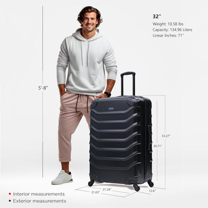 ENDURANCE Luggage with Spinner Wheels | Durable Lightweight Hardshell Suitcase, Spacious Travel Bag with Handle and Trolley | 20-Inch Carry On Small Luggage | Black