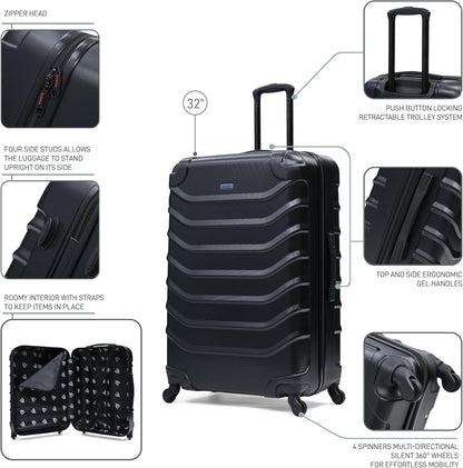 ENDURANCE Luggage with Spinner Wheels | Durable Lightweight Hardshell Suitcase, Spacious Travel Bag with Handle and Trolley | 20-Inch Carry On Small Luggage | Black