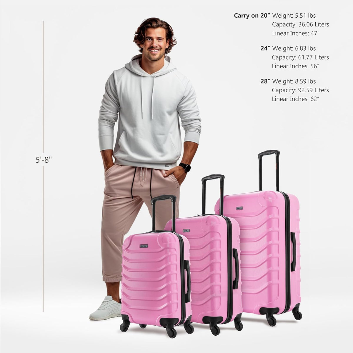 ENDURANCE Luggage with Spinner Wheels | Durable Lightweight Hardshell Suitcase, Spacious Travel Bag with Handle and Trolley | 20-Inch Carry On Small Luggage | Black
