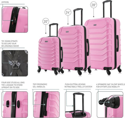 ENDURANCE Luggage with Spinner Wheels | Durable Lightweight Hardshell Suitcase, Spacious Travel Bag with Handle and Trolley | 20-Inch Carry On Small Luggage | Black
