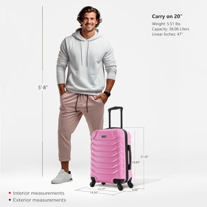 ENDURANCE Luggage with Spinner Wheels | Durable Lightweight Hardshell Suitcase, Spacious Travel Bag with Handle and Trolley | 20-Inch Carry On Small Luggage | Black