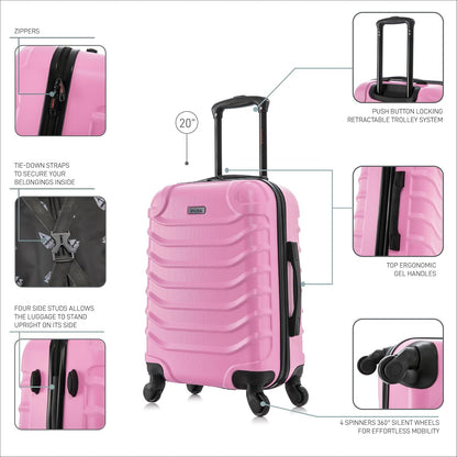 ENDURANCE Luggage with Spinner Wheels | Durable Lightweight Hardshell Suitcase, Spacious Travel Bag with Handle and Trolley | 20-Inch Carry On Small Luggage | Black