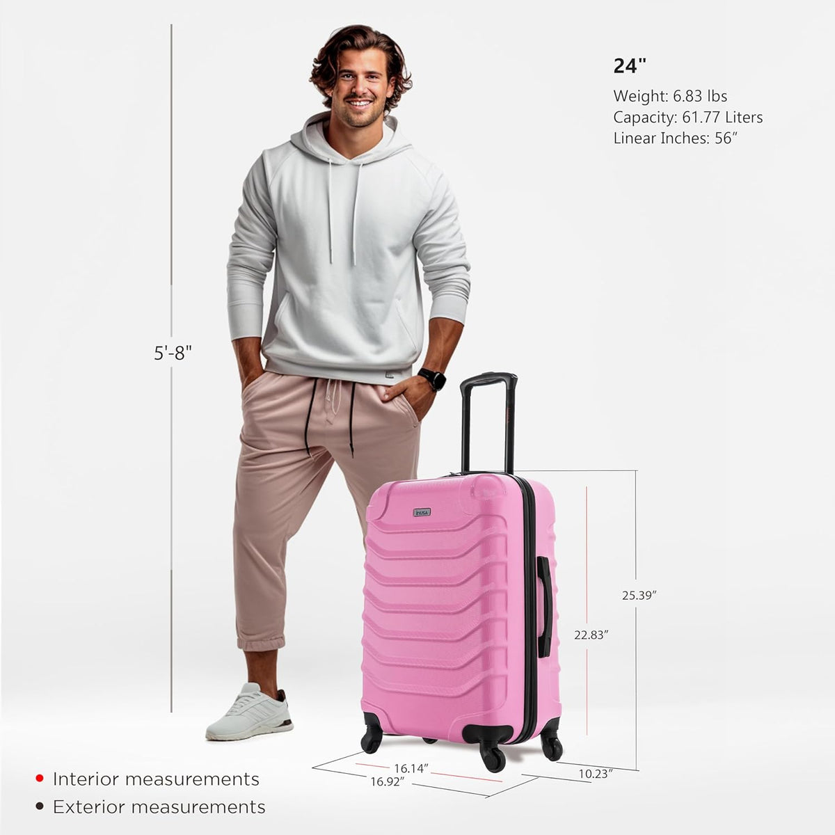 ENDURANCE Luggage with Spinner Wheels | Durable Lightweight Hardshell Suitcase, Spacious Travel Bag with Handle and Trolley | 20-Inch Carry On Small Luggage | Black