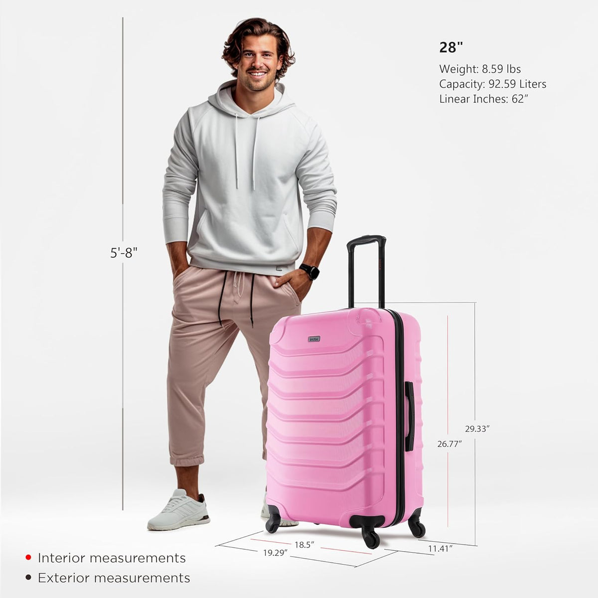 ENDURANCE Luggage with Spinner Wheels | Durable Lightweight Hardshell Suitcase, Spacious Travel Bag with Handle and Trolley | 20-Inch Carry On Small Luggage | Black
