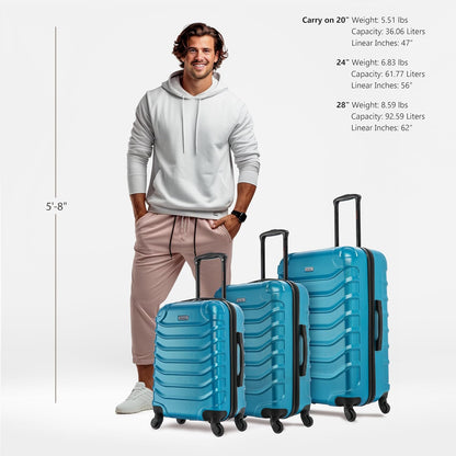 ENDURANCE Luggage with Spinner Wheels | Durable Lightweight Hardshell Suitcase, Spacious Travel Bag with Handle and Trolley | 20-Inch Carry On Small Luggage | Black