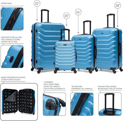 ENDURANCE Luggage with Spinner Wheels | Durable Lightweight Hardshell Suitcase, Spacious Travel Bag with Handle and Trolley | 20-Inch Carry On Small Luggage | Black