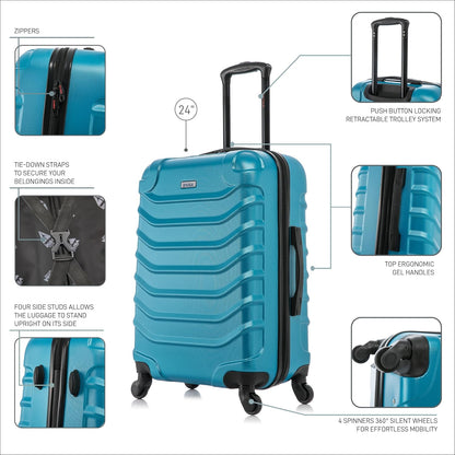ENDURANCE Luggage with Spinner Wheels | Durable Lightweight Hardshell Suitcase, Spacious Travel Bag with Handle and Trolley | 20-Inch Carry On Small Luggage | Black