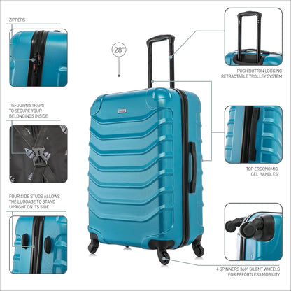 ENDURANCE Luggage with Spinner Wheels | Durable Lightweight Hardshell Suitcase, Spacious Travel Bag with Handle and Trolley | 20-Inch Carry On Small Luggage | Black
