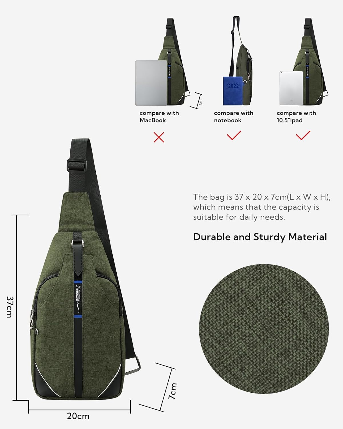Medium Crossbody Sling Backpack Anti Theft Backpack for Traveling Chest Shoulder Bag