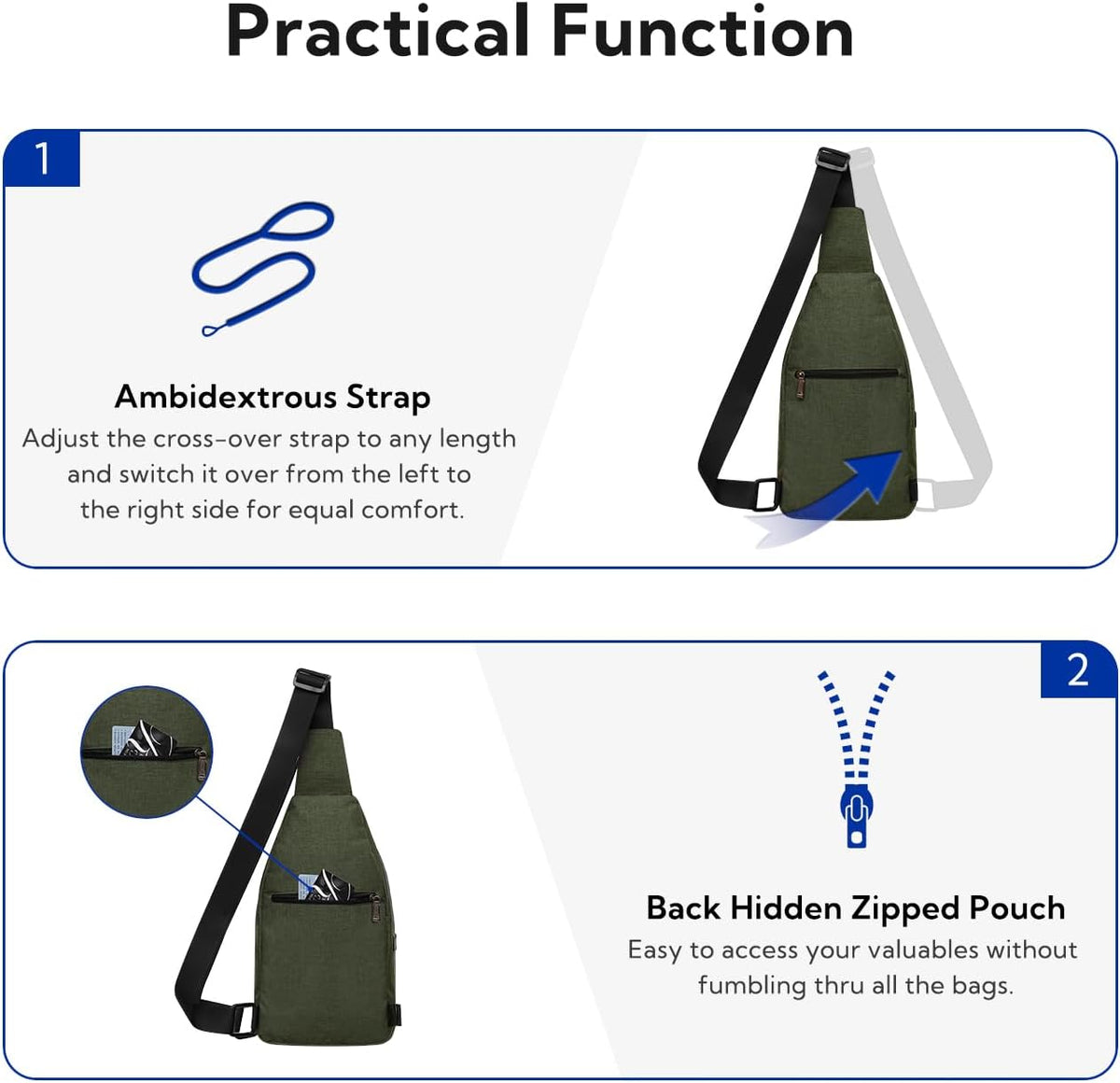Medium Crossbody Sling Backpack Anti Theft Backpack for Traveling Chest Shoulder Bag
