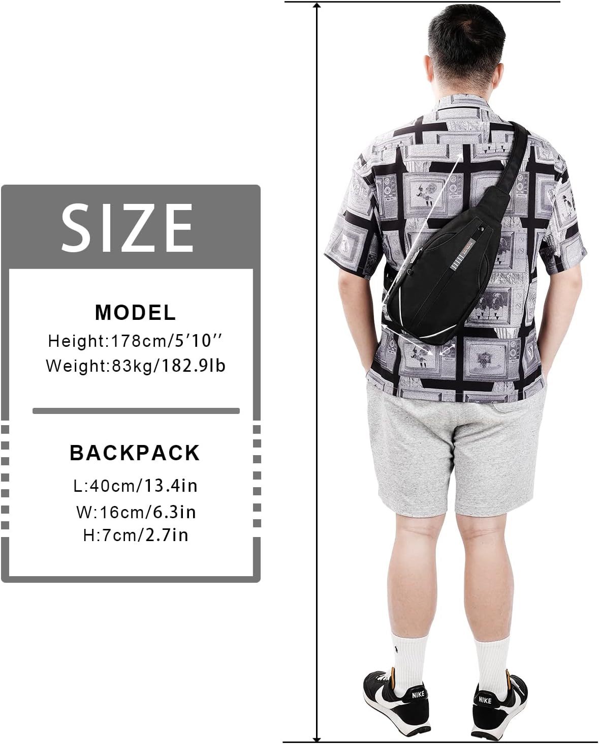 Medium Crossbody Sling Backpack Anti Theft Backpack for Traveling Chest Shoulder Bag