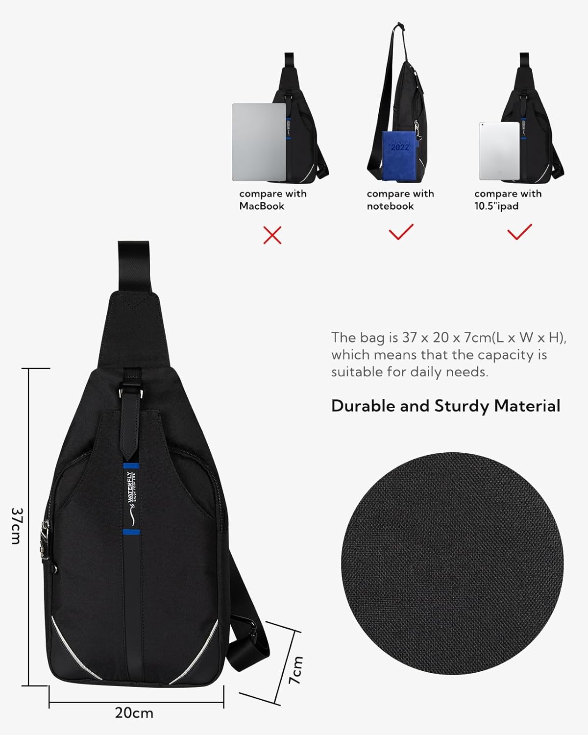 Medium Crossbody Sling Backpack Anti Theft Backpack for Traveling Chest Shoulder Bag